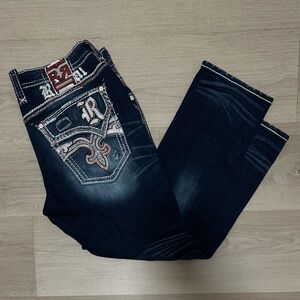 Men’s Rock Revival Jeans with Embroidered Details